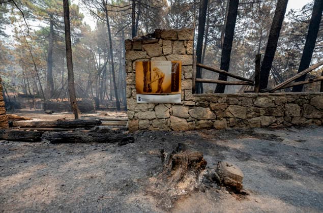 The fire in Ávila is now the largest in Spain’s history, having burned 55,000 hectares. The Casillas Ethnographic Museum after the forest fire, July 27, 2026, in Casillas, Ávila, Castile and León, Spain. The Burgohondo forest fire in Ávila has burned 55,000 hectares, making it the largest fire on record in Spain. Currently, firefighting efforts are focused on two active zones of concern to crews: the Mijares Pass and the area surrounding the municipality of Casillas. July 27, 2026 Ávila, Castile and León Ávila, Castile and León, Spain  Copyright: xAlbertoxOrtegax 7690038