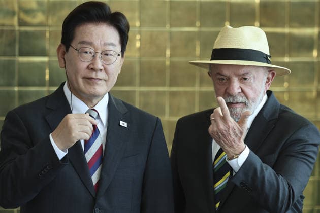 South Korean President Lee Jae Myung visits Brazil BRASILIA, BRAZIL - JUL 27: Brazilian President Luiz Inacio Lula da Silva meets with South Korean President Lee Jae Myung at the Alvorada Palace in Brasilia, Brazil, July 27, 2026. Mateus Bonomi Anadolu Brasilia Brazil. Editorial use only. Please get in touch for any other usage.  Copyright: x2026xAnadoluxMateusxBonomix