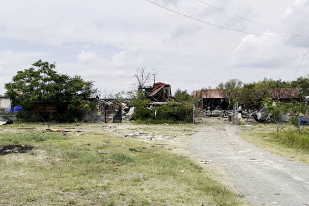 RUSSIA, ZAPOROZHYE REGION - JULY 27, 2026: Damage from a Ukrainian drone strike on Kirillovka. Video grab. Best quality available. Zaporozhye Region Governor Press Office TASS  95541131