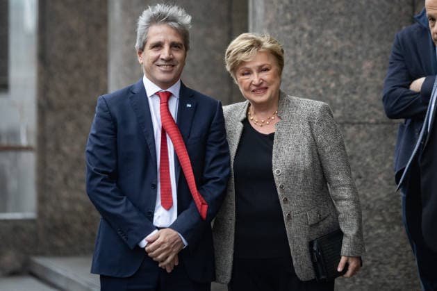 July 27, 2026, Buenos Aires, Buenos Aires, Argentina: IMF Managing Director Kristalina Georgieva and Argentine Economy Minister Luis Caputo pose for the cameras before entering the Ministry of Economy. Buenos Aires Argentina  - ZUMAp265 20260727_zip_p265_003 Copyright: xDelfinaxCorberaxPix