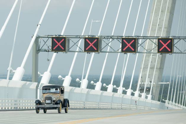 July 27, 2026, Windsor, On, CANADA: A vintage Ford Model A crosses the Gordie Howe International Bridge in Windsor, Ont., on the first day open to vehicles, Monday, July 27, 2026. Windsor CANADA  - ZUMAc35_ 20260727_zaf_c35_080 Copyright: xDaxxMelmerx