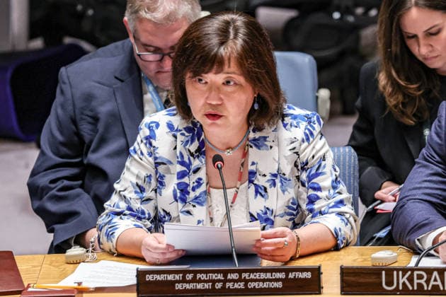 July 27, 2026, New York, New York, United States: KAYOKO GOTO, Director and Officer-in-Charge for Europe, Central Asia and the Americas, Departments of Political and Peacebuilding Affairs and Peace Operations (DPPA-DPO) speaks at the United Nations Security Council during an emergency meeting on Russian attacks on civilian cargo vessels and port infrastructure in UkraineÃ¢â‚¬â ¢s Black Sea maritime corridor. Goto warned that recent attacks on Black Sea port infrastructure and civilian cargo vessels were disrupting maritime trade, threatening global food security and contributing to a rise in civilian casualties. New York United States  - ZUMAo116 20260727_znp_o116_010 Copyright: xBiancaxOterox