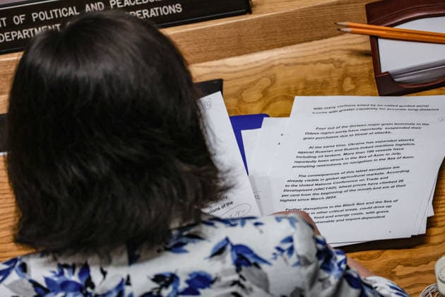 July 27, 2026, New York, New York, United States: KAYOKO GOTO, Director and Officer-in-Charge for Europe, Central Asia and the Americas, Departments of Political and Peacebuilding Affairs and Peace Operations (DPPA-DPO) speaks at the United Nations Security Council during an emergency meeting on Russian attacks on civilian cargo vessels and port infrastructure in UkraineÃ¢â‚¬â ¢s Black Sea maritime corridor. Goto warned that recent attacks on Black Sea port infrastructure and civilian cargo vessels were disrupting maritime trade, threatening global food security and contributing to a rise in civilian casualties. New York United States  - ZUMAo116 20260727_znp_o116_015 Copyright: xBiancaxOterox