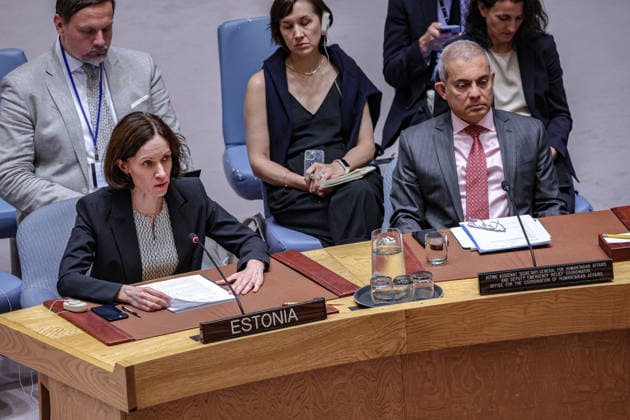 July 27, 2026, New York, New York, United States: KATRI LOHMUS, Deputy Permanent Representative of Estonia to the United Nations, speaks on behalf of the Baltic States during a United Nations Security Council meeting on Russian attacks on civilian cargo vessels and port infrastructure in UkraineÃ¢â‚¬â ¢s Black Sea maritime corridor. Lohmus condemned RussiaÃ¢â‚¬â ¢s attacks on grain-carrying civilian vessels, saying they had killed and injured international crew members, disrupted UkraineÃ¢â‚¬â ¢s maritime export corridor and increased the risk of hunger across Africa, Asia and the Middle East. New York United States  - ZUMAo116 20260727_znp_o116_018 Copyright: xBiancaxOterox