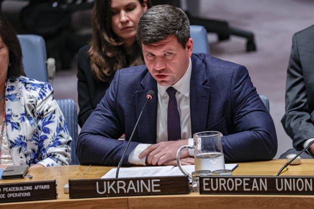July 27, 2026, New York, New York, United States: VOLODYMYR PAVLICHENKO, Deputy Permanent Representative of Ukraine to the United Nations, speaks during a United Nations Security Council meeting on Russian attacks on civilian cargo vessels and port infrastructure in UkraineÃ¢â‚¬â ¢s Black Sea maritime corridor. Pavlichenko accused Russia of deliberately targeting UkraineÃ¢â‚¬â ¢s grain exports and civilian shipping, saying that nearly 50 cargo vessels had been attacked in June and July alone, killing more than 30 people, and called for stronger international action to protect freedom of navigation and global food security. New York United States  - ZUMAo116 20260727_znp_o116_023 Copyright: xBiancaxOterox
