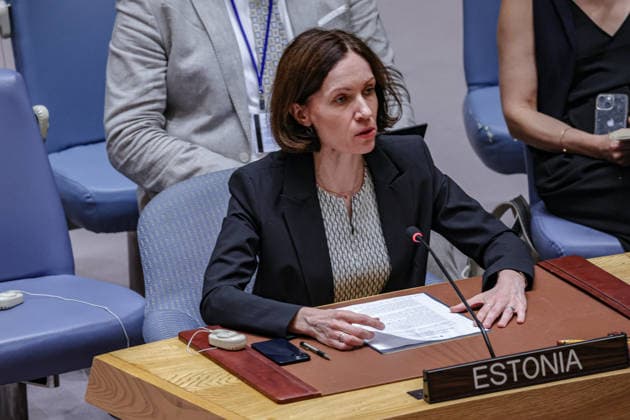 July 27, 2026, New York, New York, United States: KATRI LOHMUS, Deputy Permanent Representative of Estonia to the United Nations, speaks on behalf of the Baltic States during a United Nations Security Council meeting on Russian attacks on civilian cargo vessels and port infrastructure in UkraineÃ¢â‚¬â ¢s Black Sea maritime corridor. Lohmus condemned RussiaÃ¢â‚¬â ¢s attacks on grain-carrying civilian vessels, saying they had killed and injured international crew members, disrupted UkraineÃ¢â‚¬â ¢s maritime export corridor and increased the risk of hunger across Africa, Asia and the Middle East. New York United States  - ZUMAo116 20260727_znp_o116_026 Copyright: xBiancaxOterox