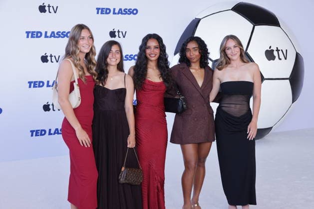 LOS ANGELES, CALIFORNIA - JULY 27: Jordan Fusco, Lia Godfrey, Mimi Van Zanten, Nya Harrison and Tatum Wynalda at the premiere of Apple TV s Ted Lasso Season 4 at the Academy Museum of Motion Pictures on July 27, 2026 in Los Angeles California Credit: AdMedia USA  - ZUMAa123 20260728_zaa_a123_025 Copyright: xCraigxHattorix