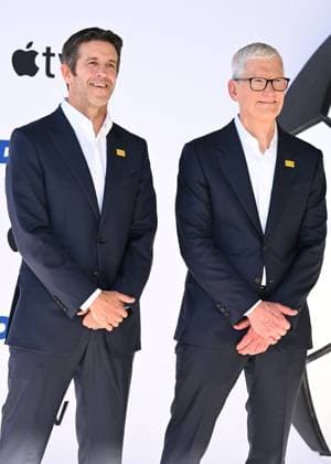 John Ternus, Tim Cook at arrivals for TED LASSO Season 4 Premiere, Academy Museum of Motion Pictures, Los Angeles, CA, July 27, 2026. Photo By: Michael Mattes Everett Collection TED LASSO Season 4 Premiere PUBLICATIONXNOTxINxCANxCHNxFRAxITAxJPNxNORxPOLxRUSxESPxUKxUSA