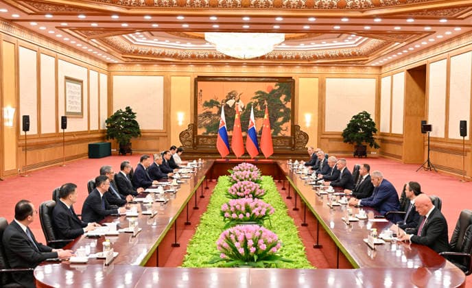 (260728) -- BEIJING, July 28, 2026 -- Chinese President Xi Jinping holds talks with Slovak President Peter Pellegrini, who is on a state visit to China, at the Great Hall of the People in Beijing, capital of China, July 28, 2026. ) CHINA-BEIJING-XI JINPING-SLOVAK PRESIDENT-TALKS (CN) YinxBogu 