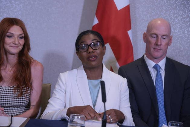 . 28 07 2026. London, United Kingdom. Kemi Badenoch Press Conference. Leader of the Conservative Party Kemi Badenoch and Shadow Justice Minister Kieran Mullan hold a press conference at the Conrad hotel, Westminster.  xMartynxWheatleyx xi-Imagesx IIM-26924-0001