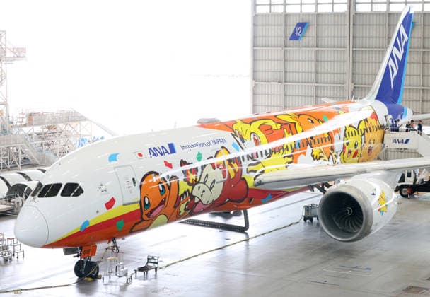 July 28, 2026, Tokyo, Japan - Japan s largest air carrier All Nippon Airways (ANA) displays the special designed aircraft with Pokemon characters Red Pokemon Jet to mark the 30th annivrersary of the partnership of ANA and Pokemon at the ANA hangar near the Haneda airport in Tokyo on Tuesday, July 28, 2026. ANA will start domestic flight services of Red Pokemon Jet from July 29. (photo by Yoshio Tsunoda AFLO)  aflo_339375445