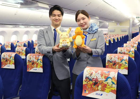 July 28, 2026, Tokyo, Japan - Japan s largest air carrier All Nippon Airways (ANA) displays the special designed aircraft with Pokemon characters Red Pokemon Jet to mark the 30th annivrersary of the partnership of ANA and Pokemon at the ANA hangar near the Haneda airport in Tokyo on Tuesday, July 28, 2026. ANA will start domestic flight services of Red Pokemon Jet from July 29. (photo by Yoshio Tsunoda AFLO)  aflo_339375452