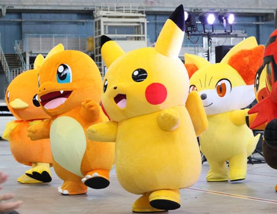 July 28, 2026, Tokyo, Japan - Mokemon characters dance as Japan s largest air carrier All Nippon Airways (ANA) displays the special designed aircraft with Pokemon characters Red Pokemon Jet to mark the 30th annivrersary of the partnership of ANA and Pokemon at the ANA hangar near the Haneda airport in Tokyo on Tuesday, July 28, 2026. ANA will start domestic flight services of Red Pokemon Jet from July 29. (photo by Yoshio Tsunoda AFLO)  aflo_339375468
