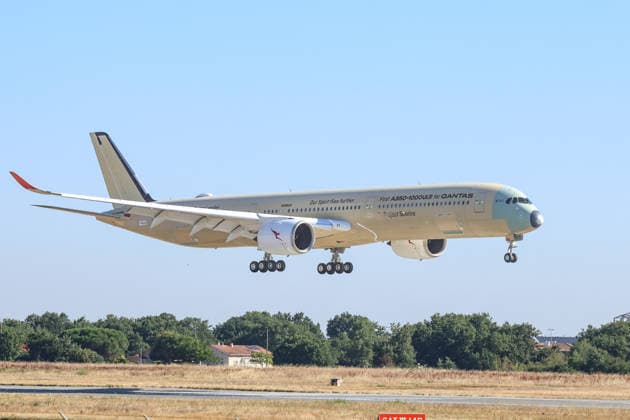 France - Qantas Airbus A350-1000ULR - Project Sunrise test flight TOULOUSE, FRANCE - JULY 28, 2026: Qantas Airbus A350-1000ULR, registration F-WULR, lands at Toulouse-Blagnac International Airport during a Project Sunrise test flight between Melbourne and Toulouse as part of Airbus and Qantas ultra-long-range flight-test program. On July 28, 2026 at Toulouse-Blagnac International Airport (TLS) in Blagnac, near Toulouse, France. Photo by Manuel Blondeau AOP.Press Toulouse Toulouse-Blagnac International A Occitanie France Copyright: x ManuelxBlondeau AOP.Pressx 1080504538st