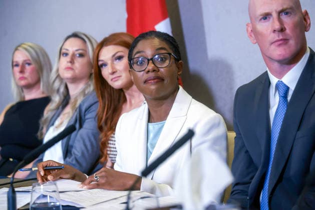 . 28 07 2026. London, United Kingdom. Kemi Badenoch Press Conference. Leader of the Conservative Party Kemi Badenoch and Shadow Justice Minister Kieran Mullan hold a press conference at the Conrad hotel, Westminster.  xMartynxWheatleyx xi-Imagesx IIM-26924-0022