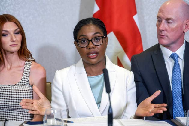 . 28 07 2026. London, United Kingdom. Kemi Badenoch Press Conference. Leader of the Conservative Party Kemi Badenoch and Shadow Justice Minister Kieran Mullan hold a press conference at the Conrad hotel, Westminster.  xMartynxWheatleyx xi-Imagesx IIM-26924-0019