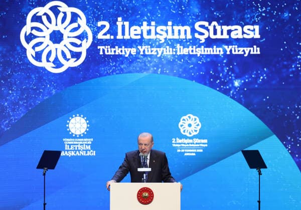 Turkish President Recep Tayyip Erdogan ANKARA, TURKIYE - JULY 28: (----EDITORIAL USE ONLY - MANDATORY CREDIT - TURKISH PRESIDENCY MUSTAFA KAMACI HANDOUT - NO MARKETING NO ADVERTISING CAMPAIGNS - DISTRIBUTED AS A SERVICE TO CLIENTS----) Turkish President Recep Tayyip Erdogan makes a speech during the 2nd Communications Council at ATO Congresium in Ankara, Turkiye on July 28, 2026. TUR Presidency Mustafa Kamaci Anadolu Ankara Turkey. Editorial use only. Please get in touch for any other usage.  Copyright: x2026xAnadoluxTURxPresidencyx xMustafaxKamacix