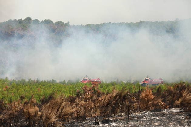French wildfires burn more than 116,000 hectares this season, minister says LEGE-CAP-FERRET, FRANCE - JULY 28: Smoke rises over a forest as a wildfire spreads in Lege-Cap-Ferret, France on July 28, 2026. A fleet of 67 aircraft, including 12 Canadair water bombers, eight Dash planes, and 16 leased helicopters and aircraft, was deployed to assist firefighting operations in extinguishing the blaze. Mohamad Salaheldin Abdelghani Alsayed Anadolu Lege-cap-ferret France. Editorial use only. Please get in touch for any other usage.  Copyright: x2026xAnadoluxMohamadxSalaheldinxAbdelghanixAlsayedx