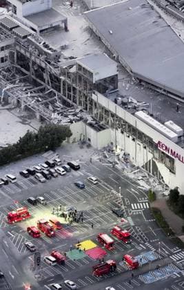 Strong quake jolts southwestern Japan Photo taken from a Kyodo News helicopter on July 28, 2026, shows search and rescue operations at a partially destroyed Aeon Mall building in Kashima, Kumamoto Prefecture, following an explosion after an earthquake with a preliminary magnitude of 7.1 shook the southwestern Japan prefecture. Many people are feared trapped inside the building.  A14AA0005624321P