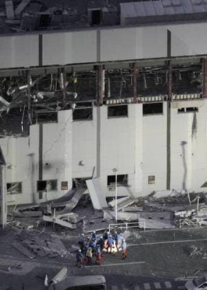 Strong quake jolts southwestern Japan Photo taken from a Kyodo News helicopter on July 28, 2026, shows search and rescue operations at a partially destroyed Aeon Mall building in Kashima, Kumamoto Prefecture, following an explosion after an earthquake with a preliminary magnitude of 7.1 shook the southwestern Japan prefecture. Many people are feared trapped inside the building.  A14AA0005624329P