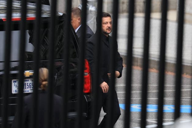 President of Ukraine Volodymyr Zelenskyy arrives at the White House for a meeting with President Donald Trump on July 28, 2026, in Washington DC.. President Zelenskyy is meeting with President Trump ahead of the funeral service for former Senator Lindsey Graham at the Washington National Cathedral.  VZT20260728101 JemalxCountess