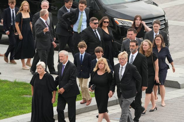Family members of the late Sen. Lindsey Graham, R-S.C., arrive for a Congressional Tribute in the Rotunda of the U.S. Capitol in Washington, DC on Tuesday, July 28, 2026. Graham, who served in Congress for 31 years, died on July 11 at the age of 71. Pool photo by Mark Schiefelbein  WAX202607287033 MarkxSchiefelbein