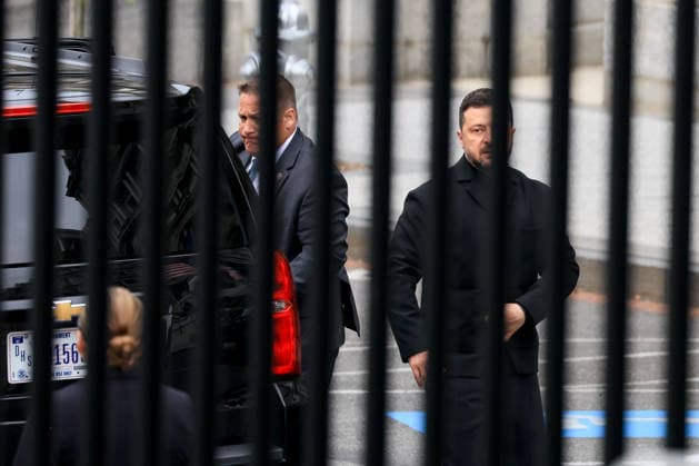 President of Ukraine Volodymyr Zelenskyy arrives at the White House for a meeting with US President Donald Trump on July 28, 2026 in Washington DC.. President Volodymyr Zelenskyy is meeting with President Trump ahead of the funeral service for former United Staes Senator Lindsey Graham at the Washington National Cathedral on July 28, 2025.  VZT20260728104 JemalxCountess