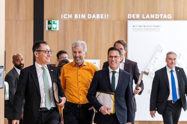 Landespressekonferenz mit Ministerpräsident Cem Özdemir (Grüne), Innenminister Manuel Hagel (CDU) und Tübingens Oberbürgermeister Boris Palmer (Parteilos). Palmer wurde befristet auf zwei Jahre zum Unabhängigen Rat für Staatsmodernisierung und Verwaltungsvereinfachung bestellt. 28.07.2026, Stuttgart, Baden-Württemberg, Deutschland *** State Press Conference with Minister President Cem Özdemir (Greens), Interior Minister Manuel Hagel (CDU), and Tübingen Mayor Boris Palmer (Independent). Palmer was appointed for a two-year term to the Independent Council for State Modernization and Administrative Simplification on July 28, 2026, Stuttgart, Baden-Württemberg, Germany