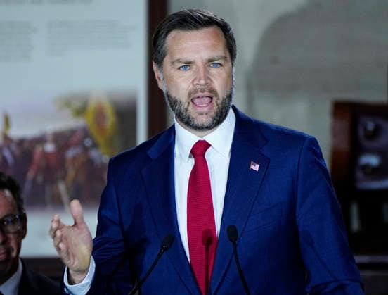 Vice President JD Vance speaks during a Congressional Tribute to honor the late Sen. Lindsey Graham, R-SC, in the Rotunda of the U.S. Capitol in Washington, DC on Tuesday, July 28, 2026. Graham, who served in Congress for 31 years, died on July 11 at the age of 71.  WAP20260728926 BONNIExCASH