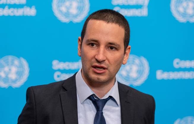 July 28, 2026, New York, New York, USA: Ron Gabayan, spokesperson of the Israeli mission to the UN speaks as Ambassador Danny Danon of Israel made a statement to the press ahead of Security Council meeting on The situation in the Middle East, including the Palestinian question: Quarterly Open Debate at UN Headquarters in New York, NY on July 28, 2026. New York USA  - ZUMAr339 20260728_znp_r339_001 Copyright: xLevxRadinx