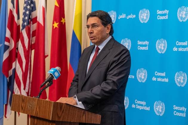 July 28, 2026, New York, New York, USA: Ambassador Danny Danon of Israel speaks to the press ahead of Security Council meeting on The situation in the Middle East, including the Palestinian question: Quarterly Open Debate at UN Headquarters in New York, NY on July 28, 2026. New York USA  - ZUMAr339 20260728_znp_r339_003 Copyright: xLevxRadinx