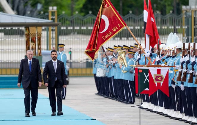 Turkish President Recep Tayyip Erdogan ANKARA, TURKIYE - JULY 28: Turkish President Recep Tayyip Erdogan (L) welcomes Iraqi Prime Minister Ali al-Zaydi (2nd L) with an official ceremony at the Presidential Complex in Ankara, Turkiye, on July 28, 2026. Ercin Erturk Anadolu Ankara Turkey. Editorial use only. Please get in touch for any other usage.  Copyright: x2026xAnadoluxErcinxErturkx