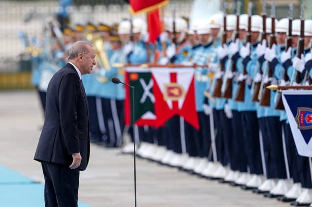 Turkish President Recep Tayyip Erdogan ANKARA, TURKIYE - JULY 28: Turkish President Recep Tayyip Erdogan welcomes Iraqi Prime Minister Ali al-Zaydi (not seen) with an official ceremony at the Presidential Complex in Ankara, Turkiye, on July 28, 2026. Ercin Erturk Anadolu Ankara Turkey. Editorial use only. Please get in touch for any other usage.  Copyright: x2026xAnadoluxErcinxErturkx