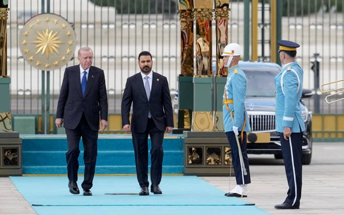 Turkish President Recep Tayyip Erdogan ANKARA, TURKIYE - JULY 28: Turkish President Recep Tayyip Erdogan (L) welcomes Iraqi Prime Minister Ali al-Zaydi (2nd L) with an official ceremony at the Presidential Complex in Ankara, Turkiye, on July 28, 2026. Ercin Erturk Anadolu Ankara Turkey. Editorial use only. Please get in touch for any other usage.  Copyright: x2026xAnadoluxErcinxErturkx