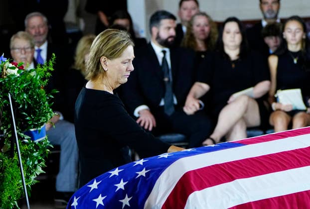 Sen. Darline Graham, sister of the late Sen. Lindsey Graham, pays her respects during a Congressional tribute in the Rotunda of the U.S. Capitol in Washington DC on Tuesday, July 28, 2026. Lindsey Graham, who served South Carolina in Congress for 31 years, died on July 11 at the age of 71.  WAP20260728936 BONNIExCASH