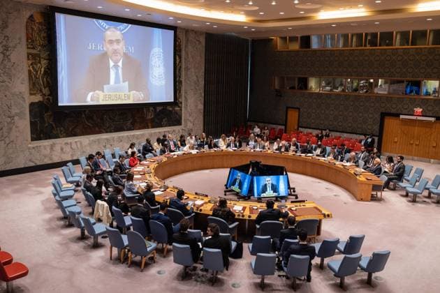 July 28, 2026, New York, New York, USA: Ramiz Alakbarov, Deputy Special Coordinator for the Middle East Peace Process, United Nations Resident and Humanitarian speaks virtually from Jerusalem during Security Council meeting on The situation in the Middle East, including the Palestinian question: Quarterly Open Debate at UN Headquarters in New York, NY on July 28, 2026. New York USA  - ZUMAr339 20260728_znp_r339_016 Copyright: xLevxRadinx