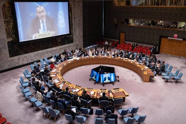 July 28, 2026, New York, New York, USA: Ramiz Alakbarov, Deputy Special Coordinator for the Middle East Peace Process, United Nations Resident and Humanitarian speaks virtually from Jerusalem during Security Council meeting on The situation in the Middle East, including the Palestinian question: Quarterly Open Debate at UN Headquarters in New York, NY on July 28, 2026. New York USA  - ZUMAr339 20260728_znp_r339_017 Copyright: xLevxRadinx