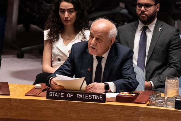 July 28, 2026, New York, New York, USA: Permanent Observer of State of Palestine to the UN Riyad Mansour speaks during Security Council meeting on The situation in the Middle East, including the Palestinian question: Quarterly Open Debate at UN Headquarters in New York, NY on July 28, 2026. New York USA  - ZUMAr339 20260728_znp_r339_010 Copyright: xLevxRadinx