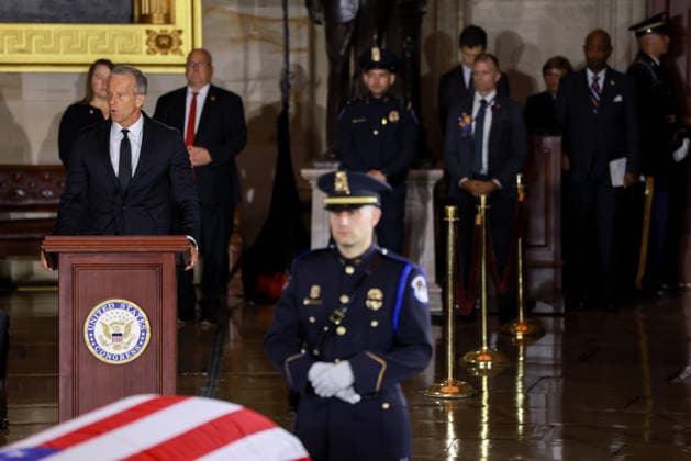 July 28, 2026, Washington, District Of Columbia, USA: United States Senate Majority Leader John Thune (Republican of South Dakota), speaks during a ceremony for late Republican Senator Lindsey Graham in the rotunda of the US Capitol in Washington, DC, US, on Tuesday, July 28, 2026. Lindsey Graham, the South Carolina senior senator and foreign policy hawk who changed from a Donald Trump skeptic to one of the US president s strongest allies, died on July 11 at the age of 71 Washington USA  - ZUMAs152 20260728_faa_s152_124 Copyright: xTierneyxL.xCrossx-xPoolxviaxCNPx