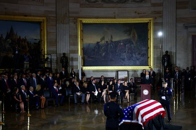 Lindsey Graham Memorial Service in the US Capitol Senate Majority Leader John Thune, a Republican from South Dakota, speaks during a ceremony for late Republican Senator Lindsey Graham in the rotunda of the US Capitol in Washington, DC, US, on Tuesday, July 28, 2026. Lindsey Graham, the South Carolina senior senator and foreign policy hawk who changed from a Donald Trump skeptic to one of the US president s strongest allies, died on July 11 at the age of 71. Credit: Tierney L. Cross Pool via CNP Washington District of Columbia United States of America EDITORIAL USE ONLY Copyright: xx FTP_TLC_2650_1_1-6472129 TierneyxL.xCrossx-xPoolxviaxCNPx cnpphotos338308