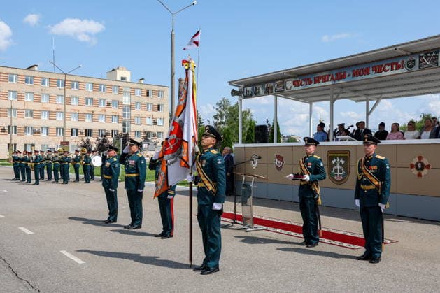 RUSSIA, MUROM - JULY 28, 2026: A ceremony to award the Order of Alexander Nevsky to the 1st Guards Engineer-Sapper Brigade of the Russian Engineering Troops. Alexander Ryumin TASS  95565328