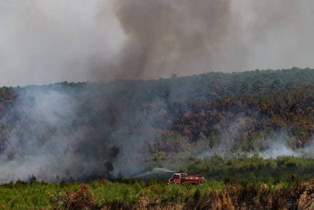 FIRE IN GIRONDE PHOTOPQR LE PARISIEN Olivier Corsan Lège-Cap-Ferret July 28, 2026 Lège-Cap-Ferret, Gironde, France, July 28, 2026 Firefighters, assisted by aerial resources—airplanes, helicopters, Dash, and Canadair, fought to contain the flare-ups around the town of Lège Cap Ferret. Photo: LP Olivier Corsan FIRE IN GIRONDE Fire in southwestern France, July 28, 2026 Local Caption Lège Cap Ferret, Gironde, France  Copyright: xPHOTOPQR LExPARISIEN MAXPPPxOlivierxCorsanx 20260728LPA6239 20260728LPA6239