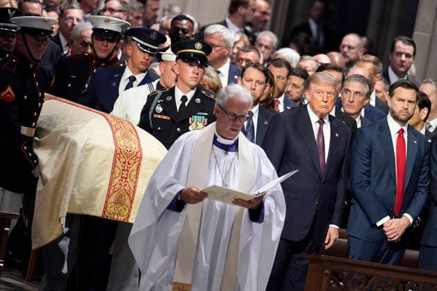 Lindsey Graham funeral service - Washington US President Donald Trump with Vice President JD Vance and his cabinet members attend the funeral service for Senator Lindsey Graham at Washington National Cathedral in Washington on July 28, 2026. Photo by Yuri Gripas ABACAPRESS.COM Washington DC United States  Copyright: xGripasxYuri ABACAx