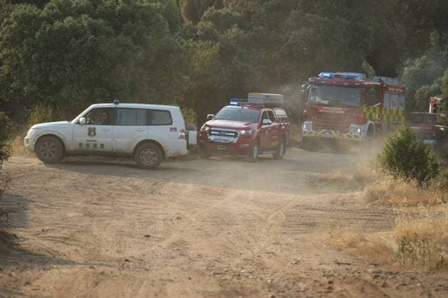 Helicopters, airplanes and firefighters help fight the fires in San Martin de Valdeiglesias, west of Madrid, Spain, Tuesday, July 28, 2026 Cordon Press 