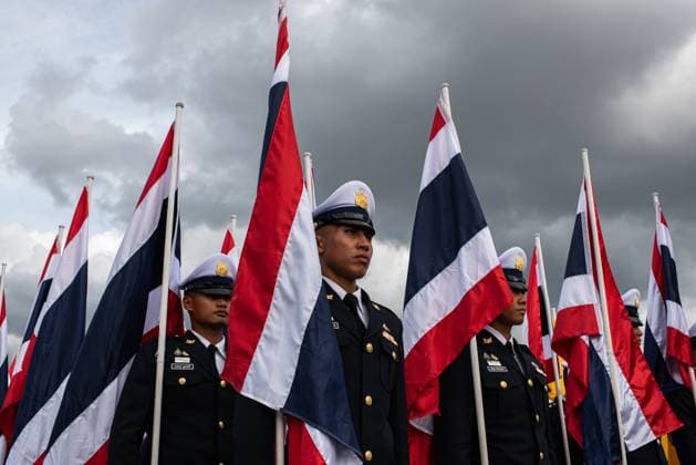 July 28, 2026, Bangkok, Thailand: Pre Cadets hold Thailand s national flags as they march during the King Vajiralongkorn s 74th birthday celebration..Thai authorities held a celebration to mark the 74th birthday of King Maha Vajiralongkorn at Sanam Luang. Bangkok Thailand  - ZUMAs197 20260728_aaa_s197_090 Copyright: xPeeraponxBoonyakiatx