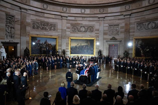 Lindsey Graham Congressional Tribute UNITED STATES - JULY 28: An Armed Forces Body Bearer Team arrives with the casket of the late Sen. Lindsey Graham, R-S.C., during a Congressional tribute ceremony in the U.S. Capitol Rotunda on Tuesday, July 28, 2026. (Tom Williams CQ Roll Call) Washington DC United States EDITORIAL USE ONLY Copyright: x2026xCQ-RollxCall,xInc.x TomxWilliamsx rollcallpix172285