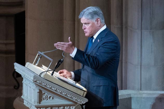July 28, 2026, Washington, District Of Columbia, USA: Fox News personality Sean Hannity makes remarks at the funeral service for the late US Senator Lindsey Graham (Republican of South Carolina) at the Washington National Cathedral in Washington, DC, USA, on Tuesday July 28, 2026 Washington USA  - ZUMAs152 20260728_faa_s152_257 Copyright: xRonxSachsx