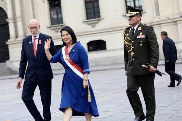 Peru s newly elected President Fujimori s swearing-in ceremony in Lima LIMA, PERU - JULY 28: Peruvian President Keiko Fujimori waves upon her arrival at the Government Palace following her official presidential inauguration ceremony on July 28, 2026, in Lima, Peru. Klebher Vasquez Anadolu Lima Peru. Editorial use only. Please get in touch for any other usage.  Copyright: x2026xAnadoluxKlebherxVasquezx