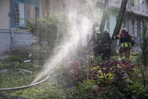 Russian drone attack in Kharkiv KHARKIV, UKRAINE - JULY 28: Russian Shahed type jet-powered UAV struck the roof of a five-story residential building in Kharkiv, Ukraine on July 28, 2026. A fire broke out on the roof, damaging about half of its area. Eight local residents suffered acute stress reactions. In addition, five nearby high-rise buildings were damaged, with windows shattered, as well as private homes and power lines. Serhii Masin Anadolu Kharkiv Ukraine. Editorial use only. Please get in touch for any other usage.  Copyright: x2026xAnadoluxSerhiixMasinx