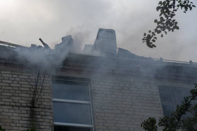 Russian drone attack in Kharkiv KHARKIV, UKRAINE - JULY 28: Russian Shahed type jet-powered UAV struck the roof of a five-story residential building in Kharkiv, Ukraine on July 28, 2026. A fire broke out on the roof, damaging about half of its area. Eight local residents suffered acute stress reactions. In addition, five nearby high-rise buildings were damaged, with windows shattered, as well as private homes and power lines. Serhii Masin Anadolu Kharkiv Ukraine. Editorial use only. Please get in touch for any other usage.  Copyright: x2026xAnadoluxSerhiixMasinx